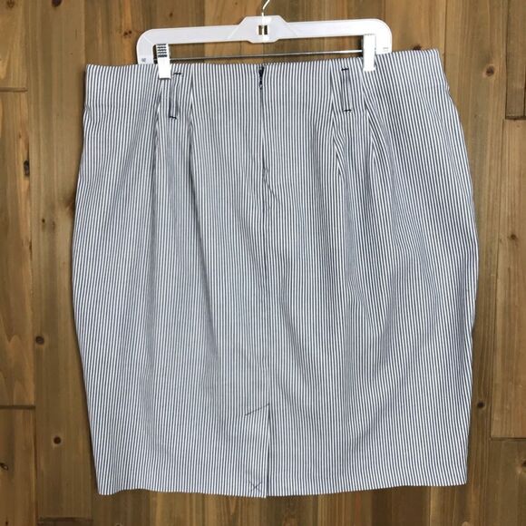 Lane Bryant Womens Striped Blue White Belted Pencil Skirt Sz 22 - Picture 4 of 15